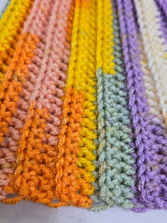 Handmade Crochet Slouchy Beanie, Colorful Patchwork Knit Hat main image 14